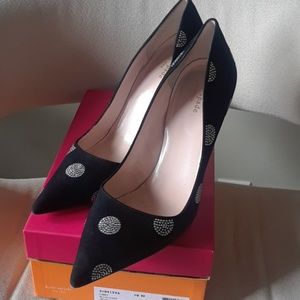 Kate Spade Libby Heels Black Suede w/ Crystals